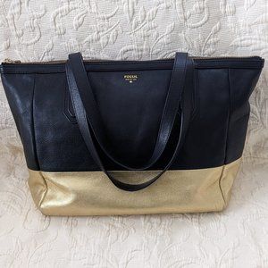 SOLD - Fossil Sydney Tote in Black and Gold